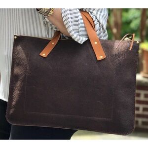 Leather Pasture Leather Laptop Bag Oil Tanned Brown Leather